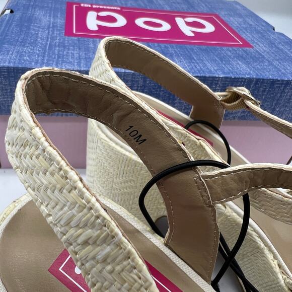 Pop Womens Applaud Heeled Sandals Natural Cream Color Size 10M - Picture 5 of 9